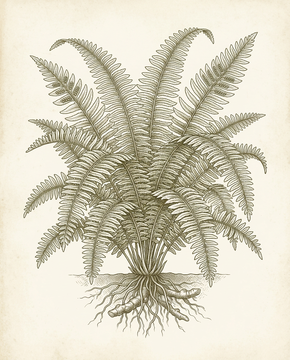 Botanical plate — Boston Fern with arching fronds