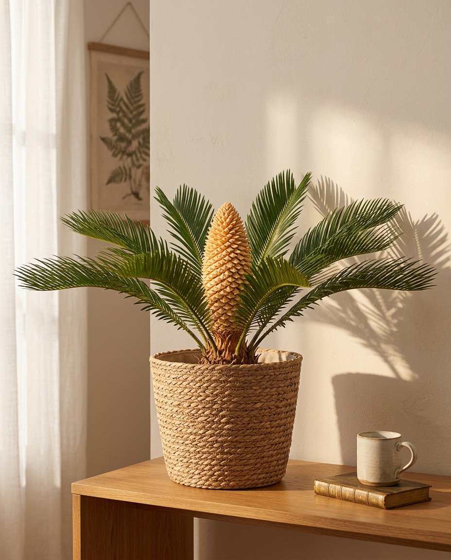 Sago Palm photographed in a sunlit interior