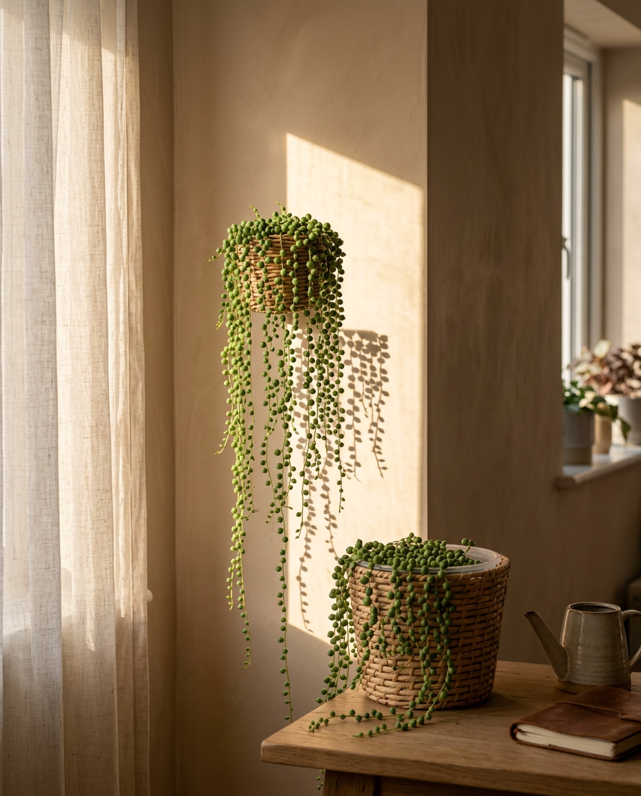 String of Pearls photographed in a sunlit interior